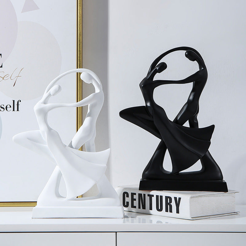 Abstract Resin Dancer Sculpture — Elegant Ballet Couple Figurine