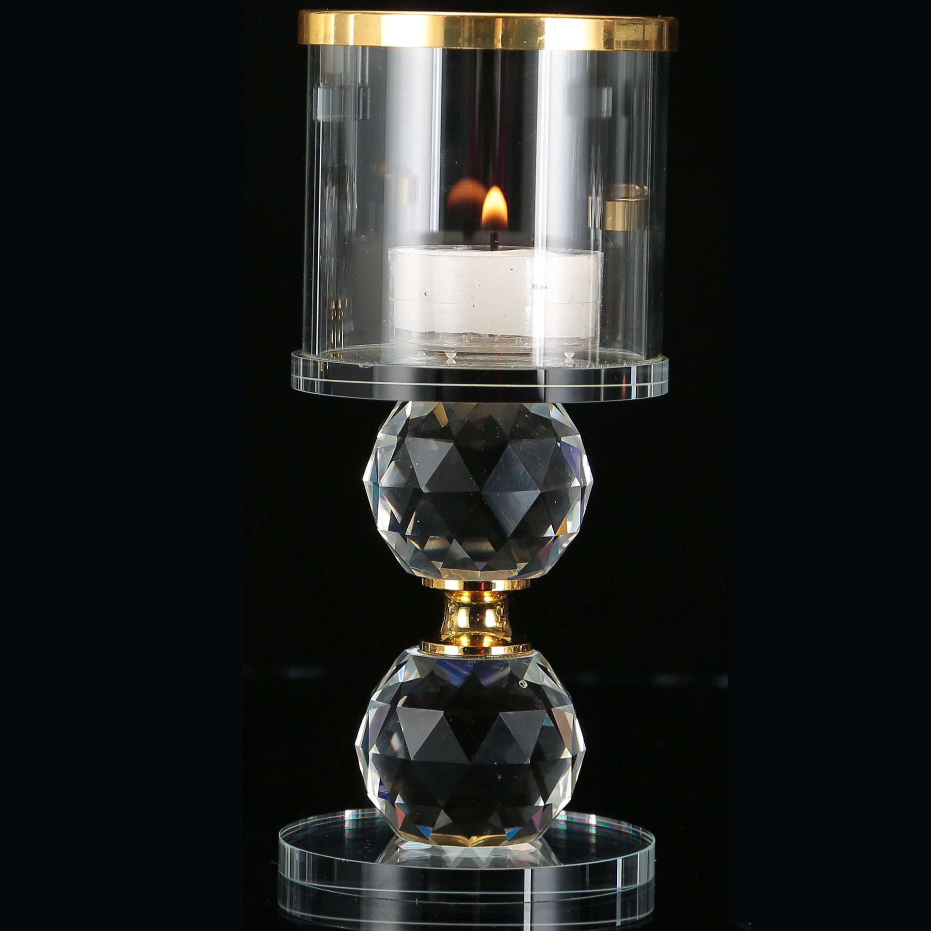 Crystal Lumière Glow Stands — Modern Faceted Candle Holder Trio