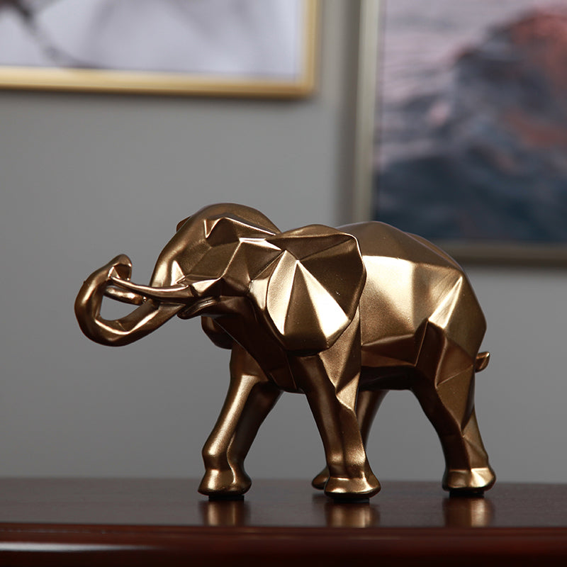 Modern Geometric Elephant Sculpture — Minimalist Resin Art Décor | Home Decoration