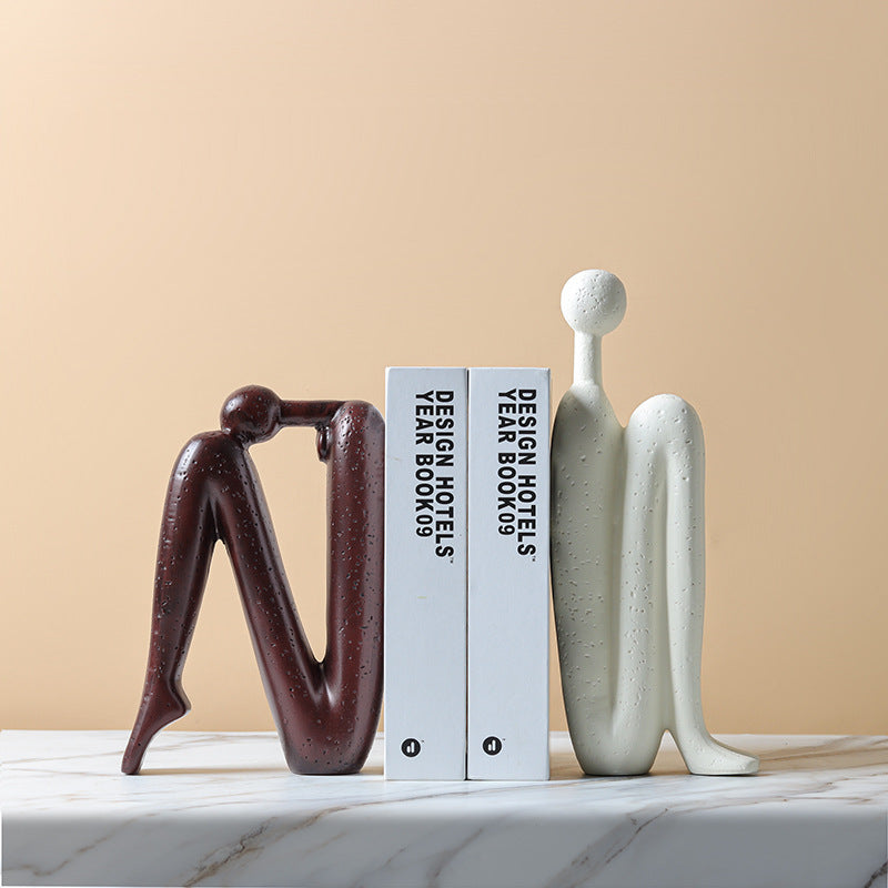 Minimalist Porcelain Back-to-Back Sculpture — Modern Home Décor