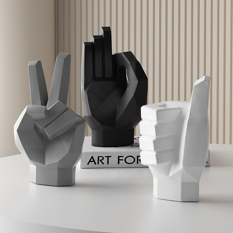 Gesture Icons Sculpture Set — Contemporary Resin Art for Creative Spaces