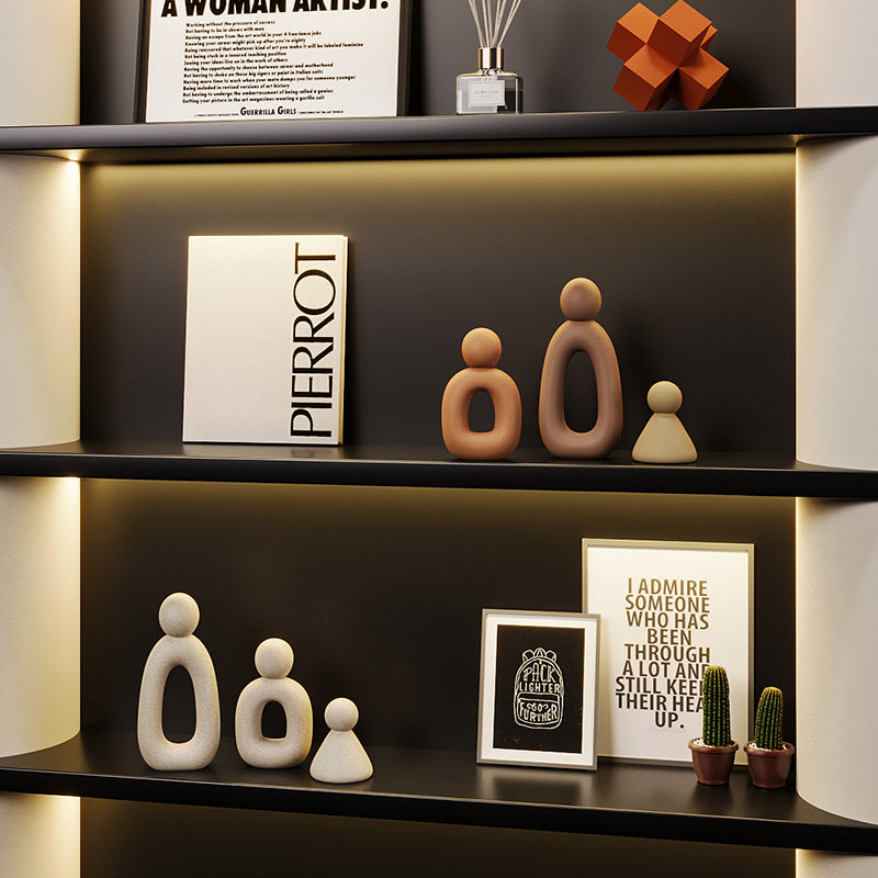 Minimalist Family of Three Sculpture — Modern Resin Art Decor