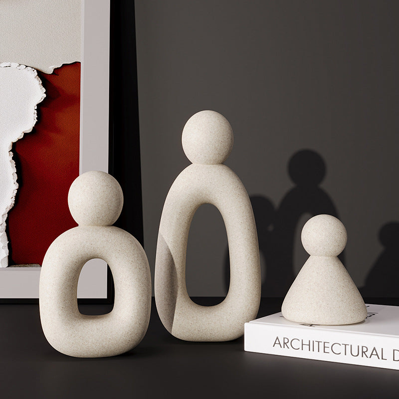 Minimalist Family of Three Sculpture — Modern Resin Art Decor