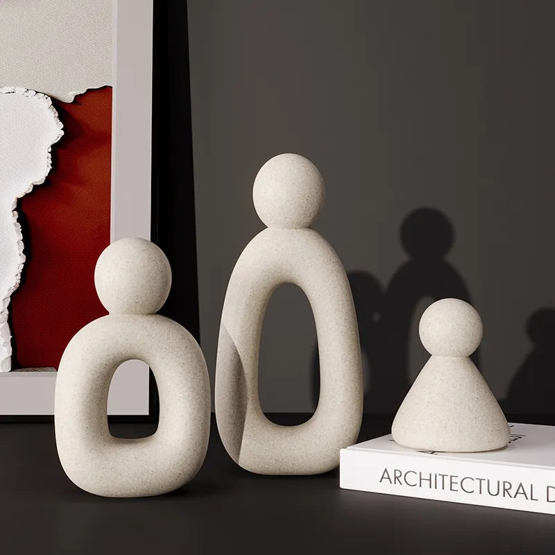 Minimalist Family of Three Sculpture — Modern Resin Art Decor