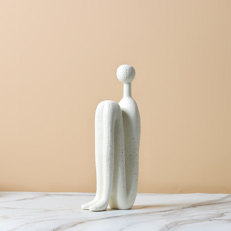 Minimalist Porcelain Back-to-Back Sculpture — Modern Home Décor