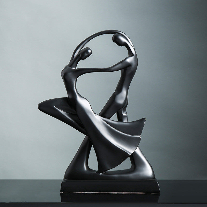 Abstract Resin Dancer Sculpture — Elegant Ballet Couple Figurine