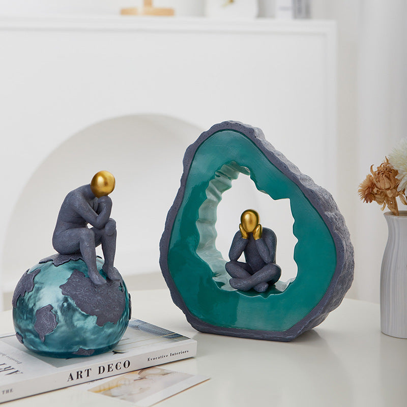 The Contemplation Duo™ — Abstract Resin Thinker Sculptures | Modern Home Décor Figurines