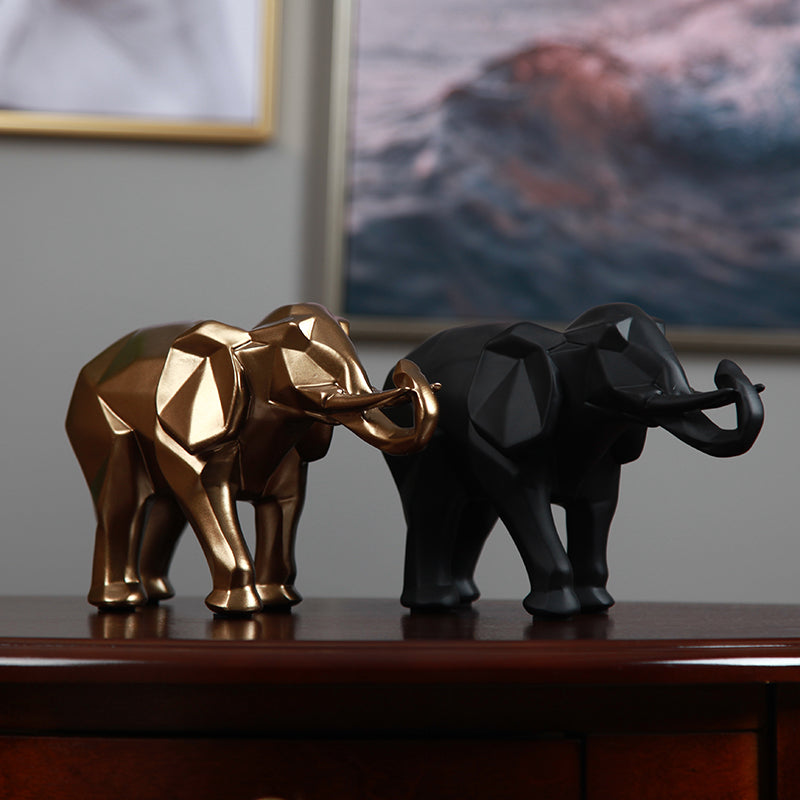 Modern Geometric Elephant Sculpture — Minimalist Resin Art Décor | Home Decoration