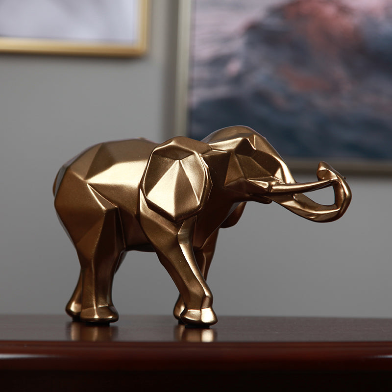 Modern Geometric Elephant Sculpture — Minimalist Resin Art Décor | Home Decoration