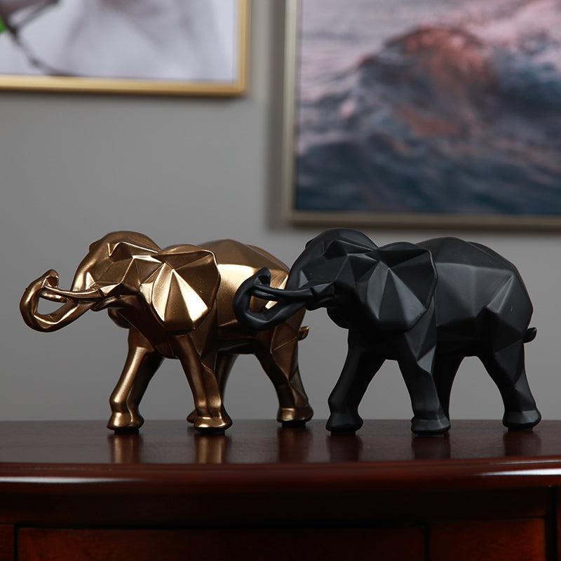 Modern Geometric Elephant Sculpture — Minimalist Resin Art Décor | Home Decoration