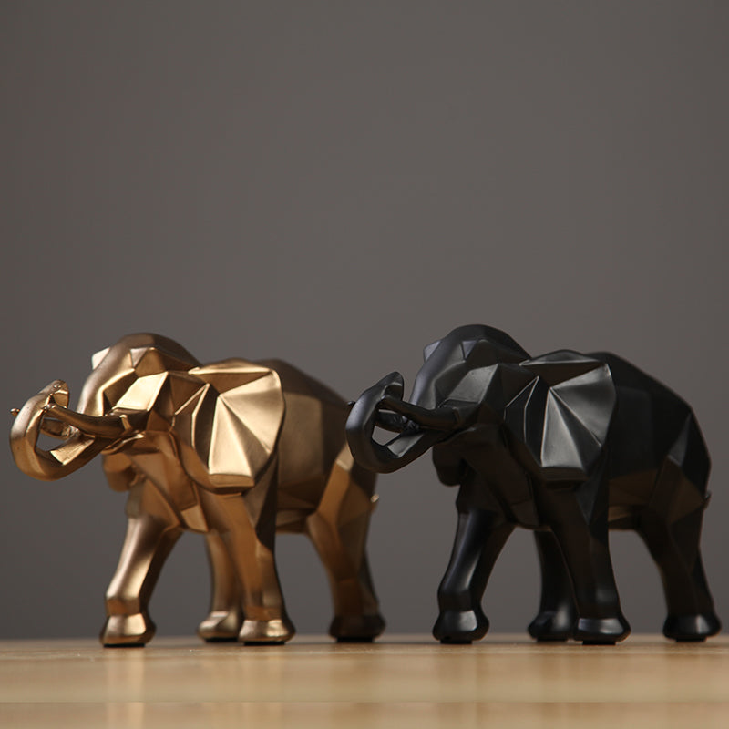 Modern Geometric Elephant Sculpture — Minimalist Resin Art Décor | Home Decoration