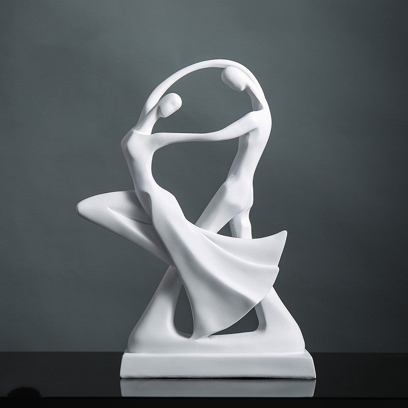 Abstract Resin Dancer Sculpture — Elegant Ballet Couple Figurine