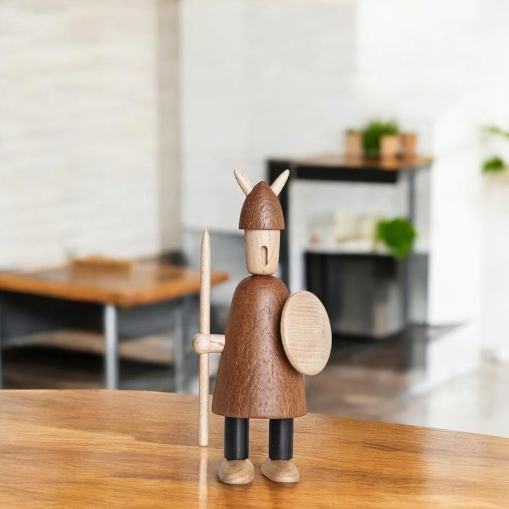 Minimalist Nordic Viking wooden sculpture for modern home décor

