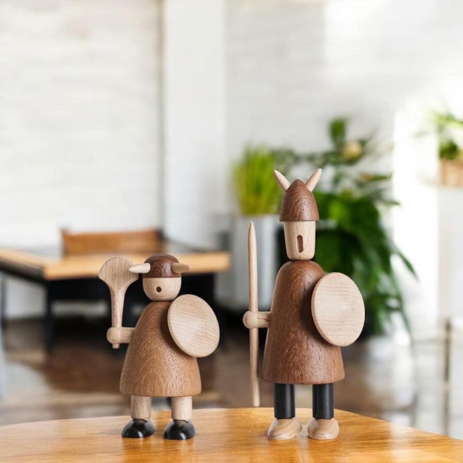 Minimalist Nordic Viking wooden sculpture for modern home décor
