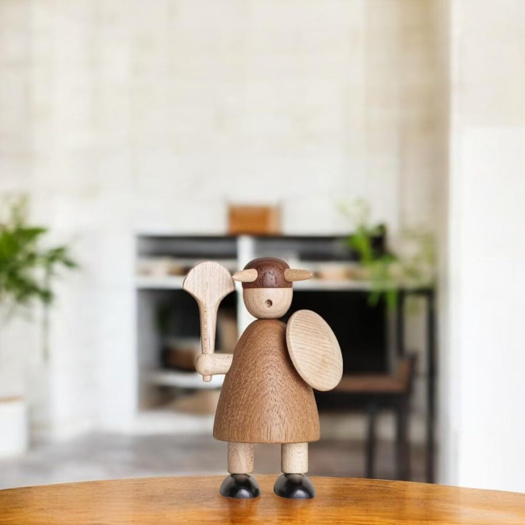 Minimalist Nordic Viking wooden sculpture for modern home décor
