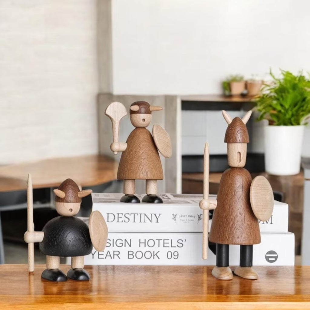 Minimalist Nordic Viking wooden sculpture for modern home décor
