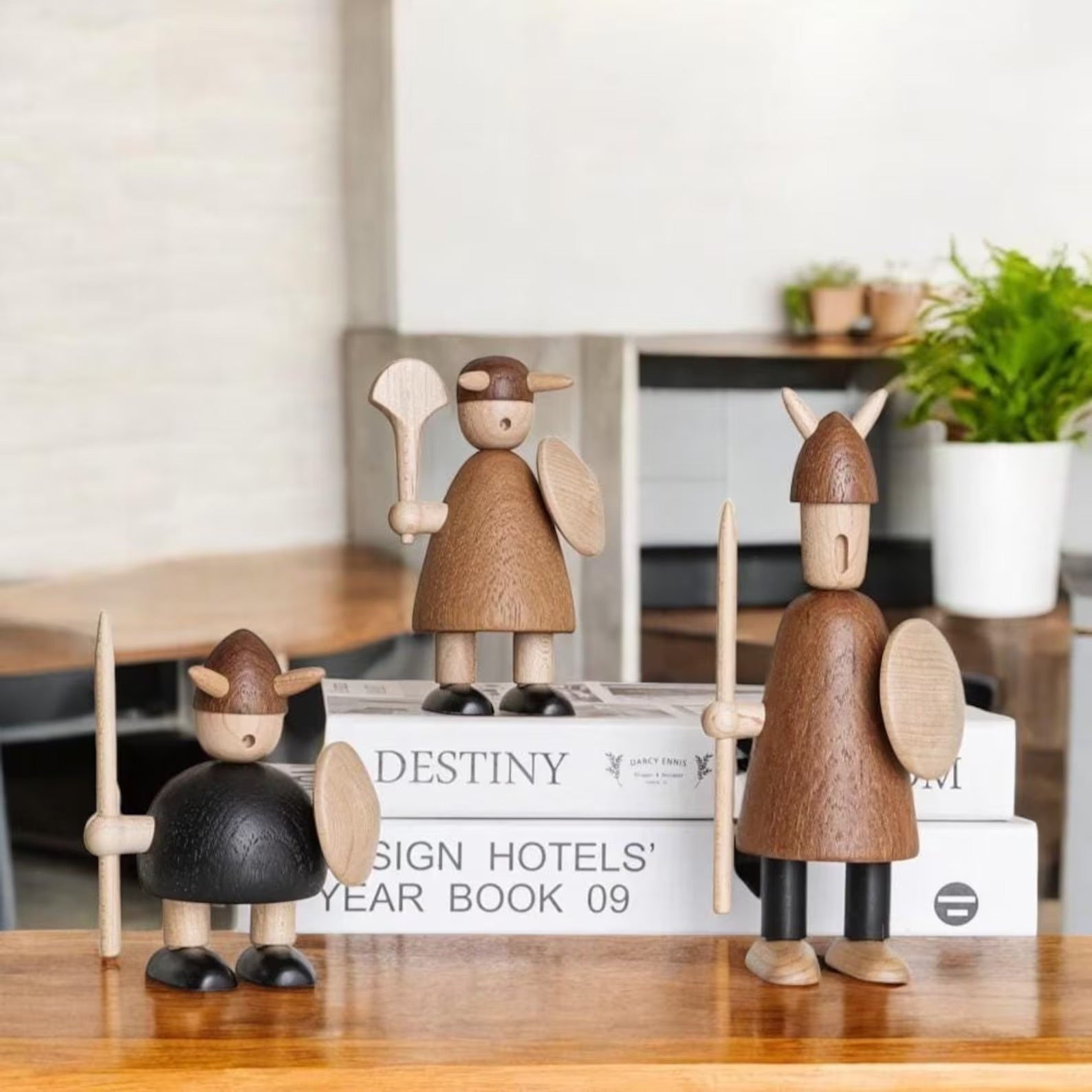 Minimalist Nordic Viking wooden sculpture for modern home décor
