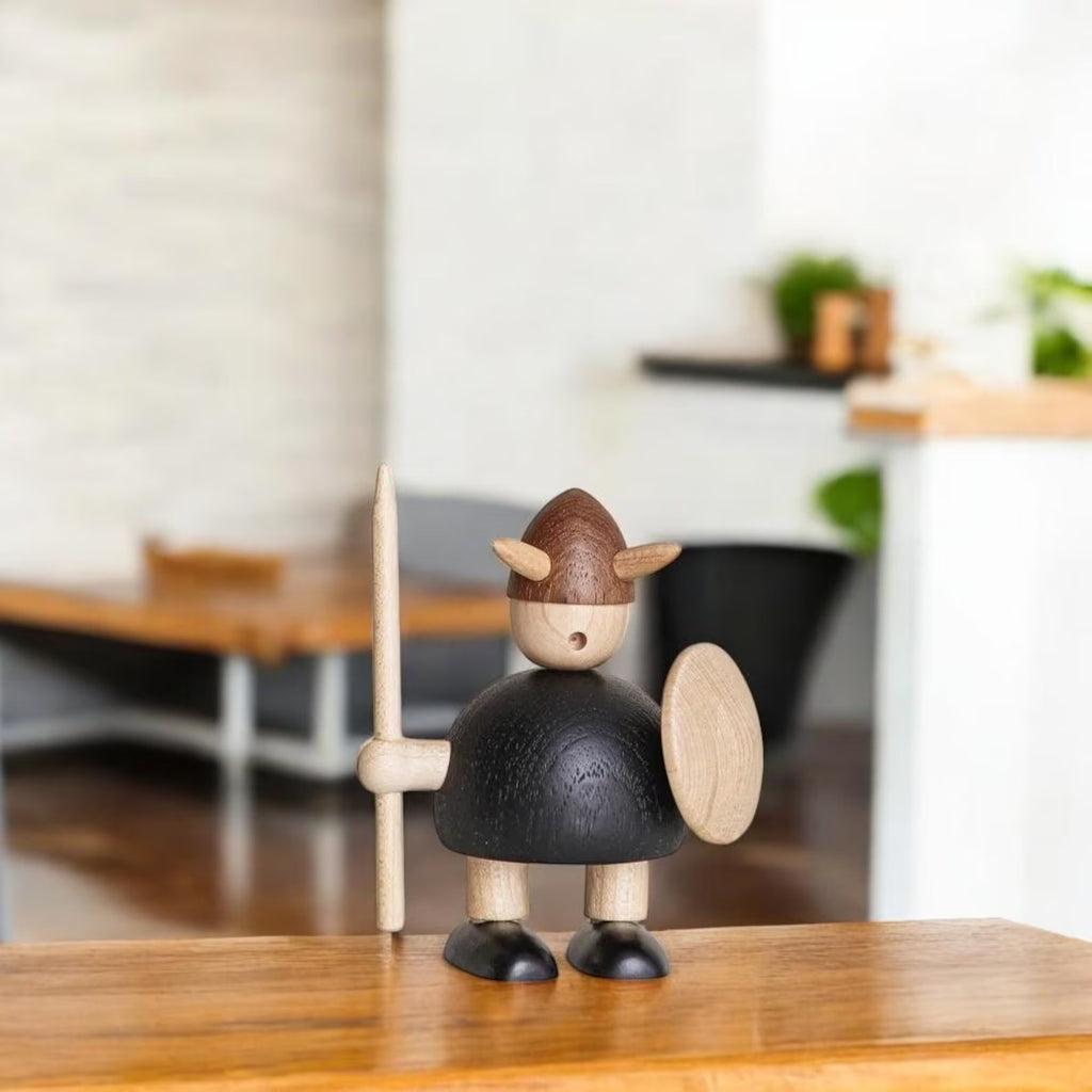 Minimalist Nordic Viking wooden sculpture for modern home décor
