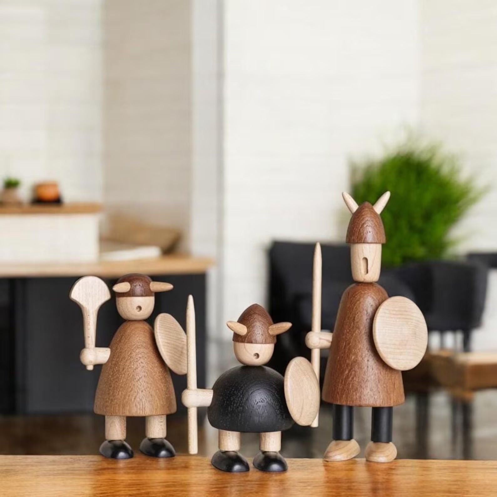 Minimalist Nordic Viking wooden sculpture for modern home décor
