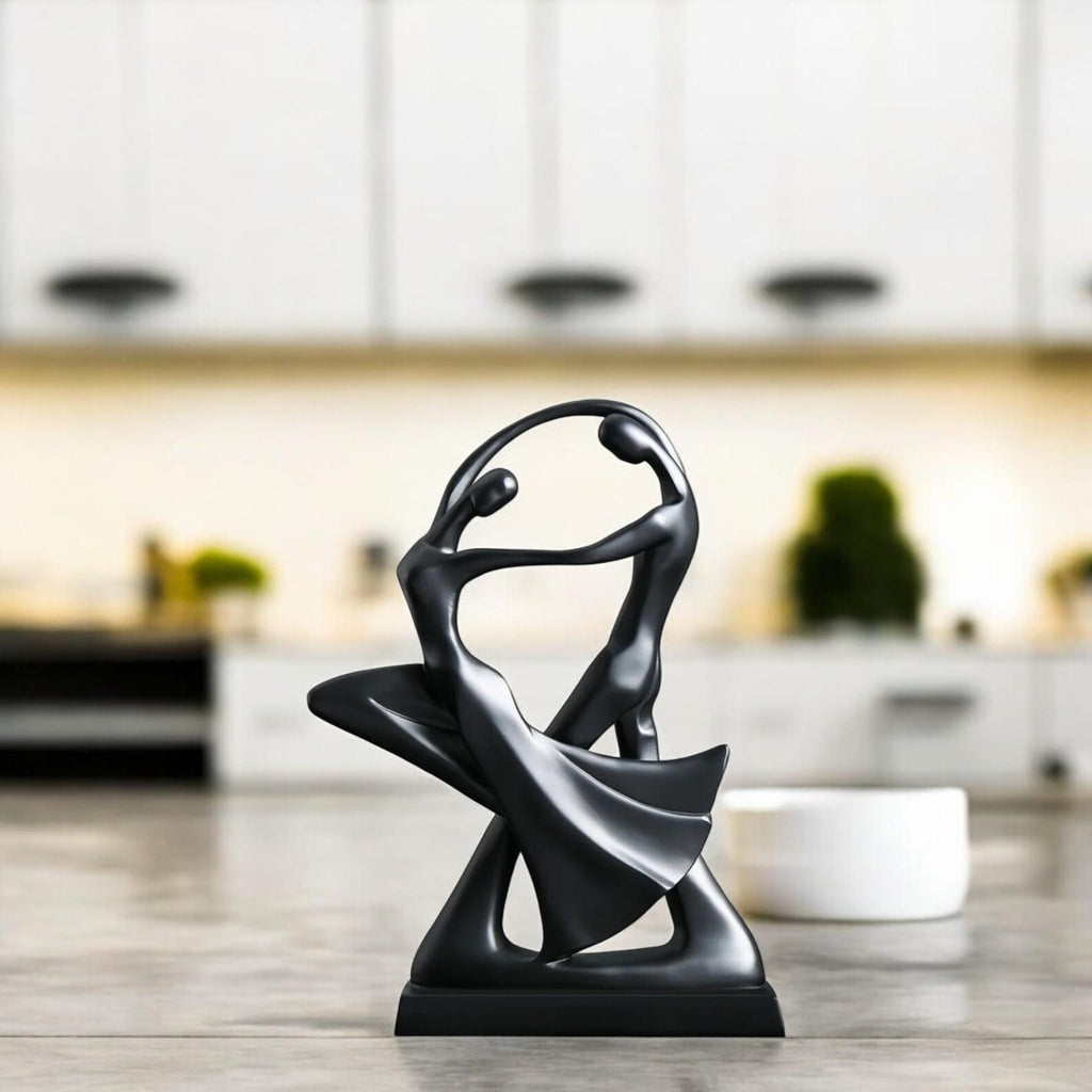 Abstract Resin Dancer Sculpture — Elegant Ballet Couple Figurine