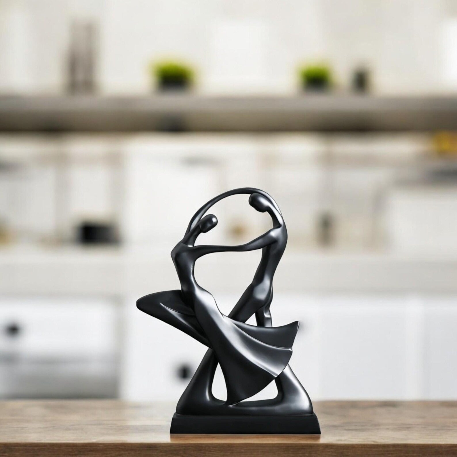 Abstract Resin Dancer Sculpture — Elegant Ballet Couple Figurine
