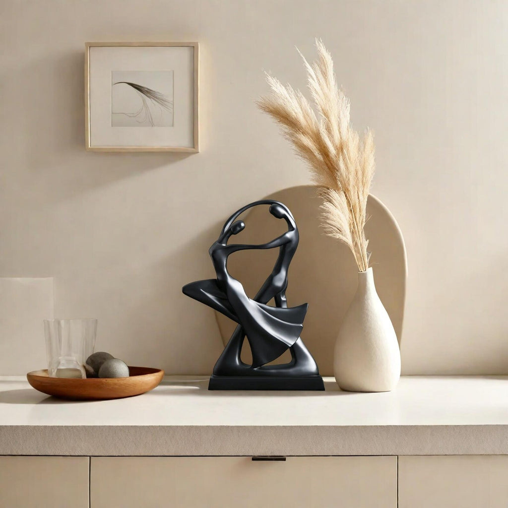 Abstract Resin Dancer Sculpture — Elegant Ballet Couple Figurine