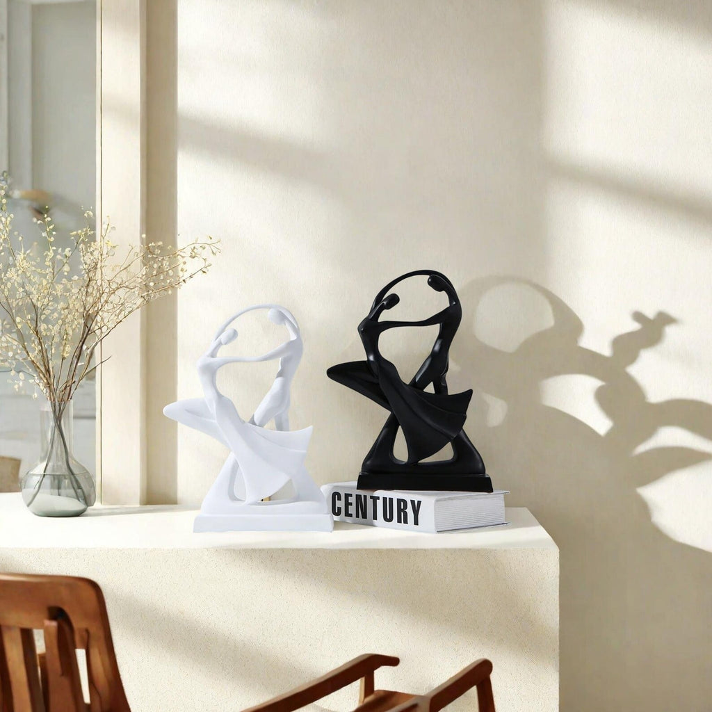 Abstract Resin Dancer Sculpture — Elegant Ballet Couple Figurine