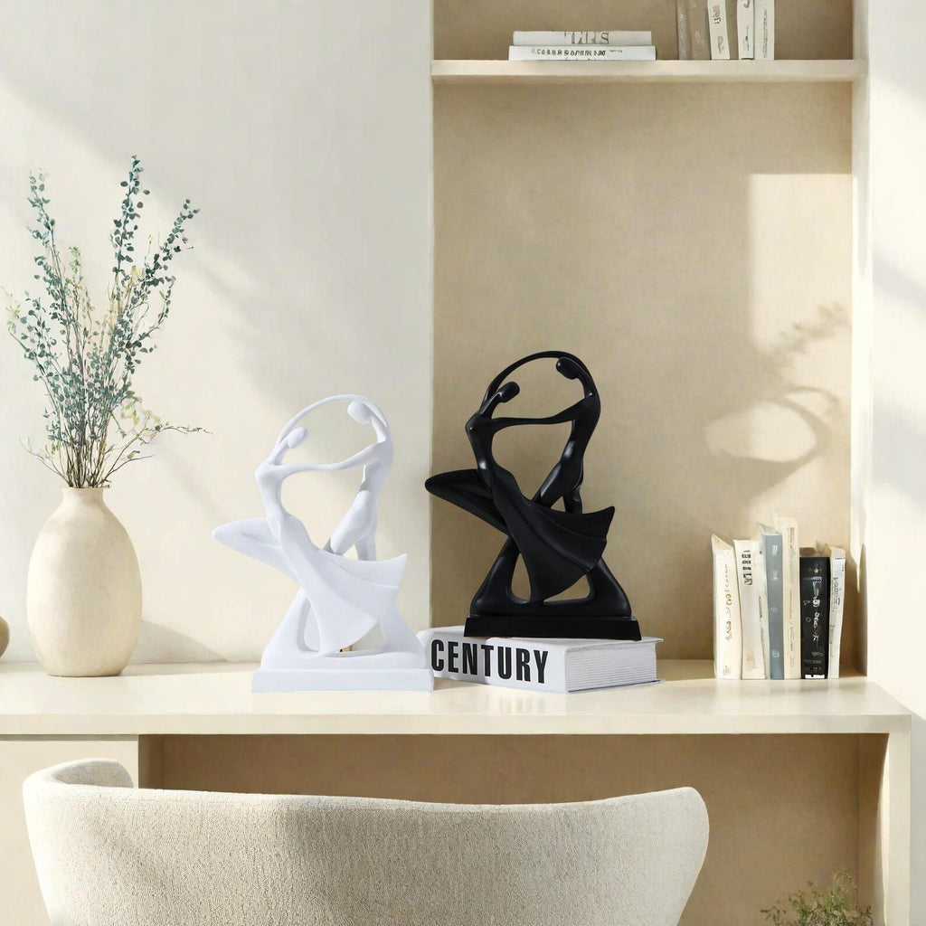 Abstract Resin Dancer Sculpture — Elegant Ballet Couple Figurine