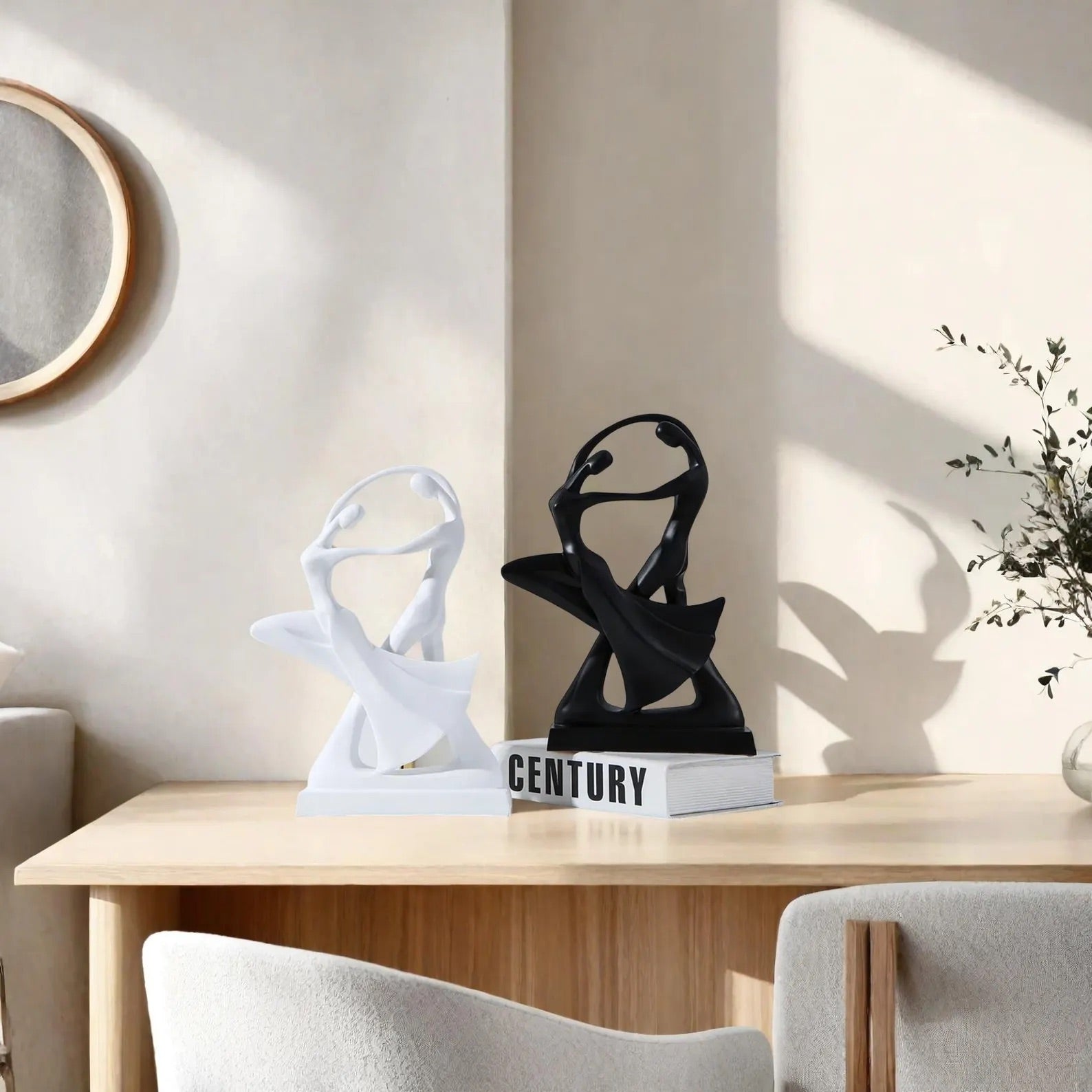 Abstract Resin Dancer Sculpture — Elegant Ballet Couple Figurine