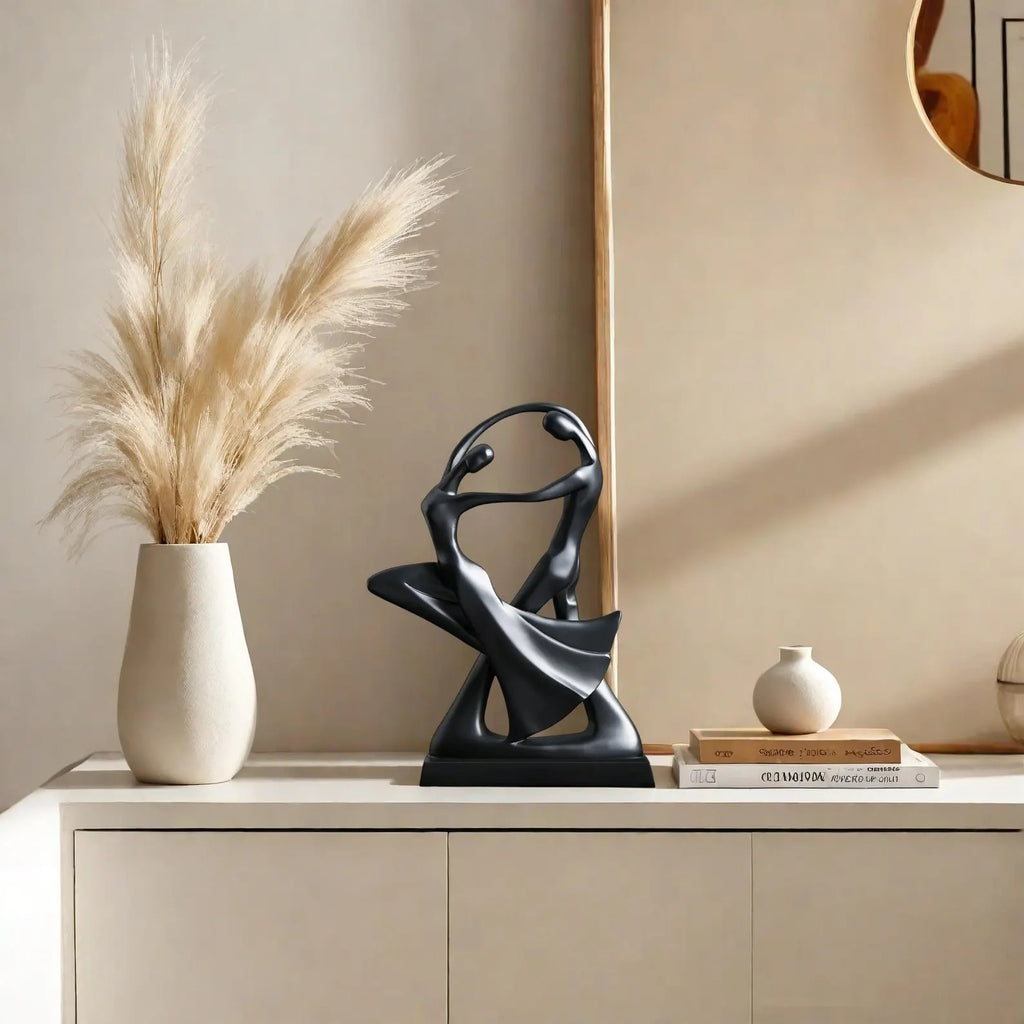 Abstract Resin Dancer Sculpture — Elegant Ballet Couple Figurine