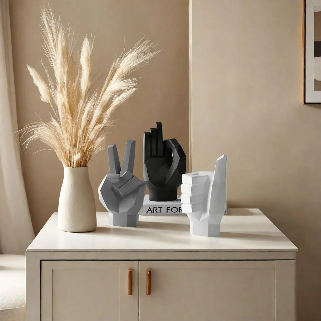 Gesture Icons Sculpture Set — Contemporary Resin Art for Creative Spaces