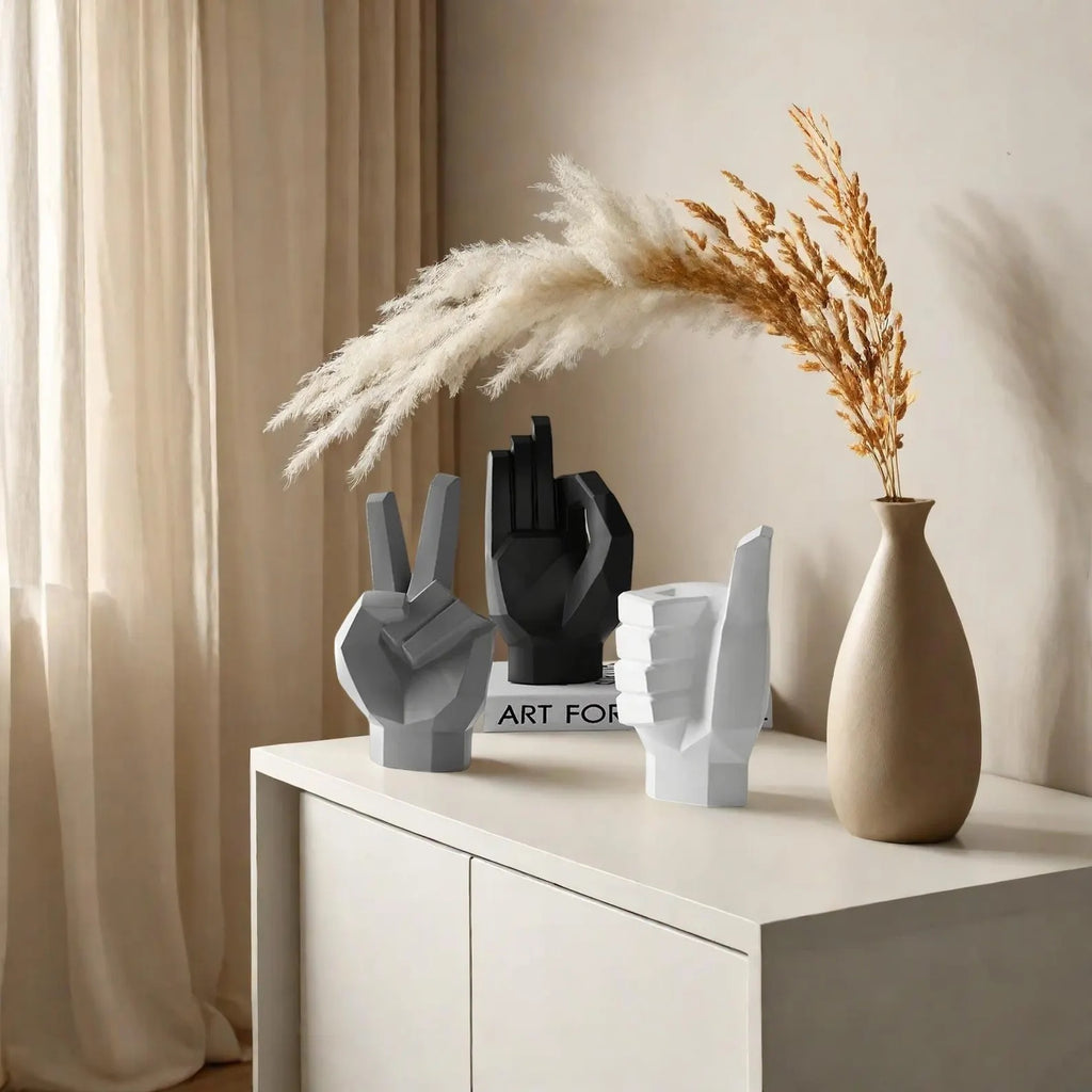 Gesture Icons Sculpture Set — Contemporary Resin Art for Creative Spaces