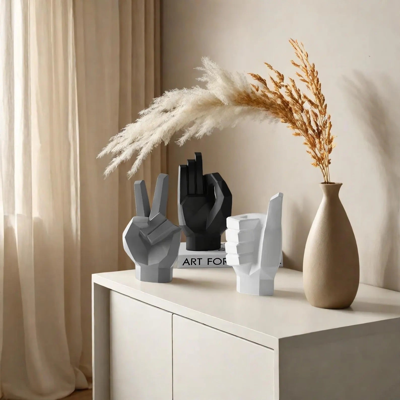 Gesture Icons Sculpture Set — Contemporary Resin Art for Creative Spaces