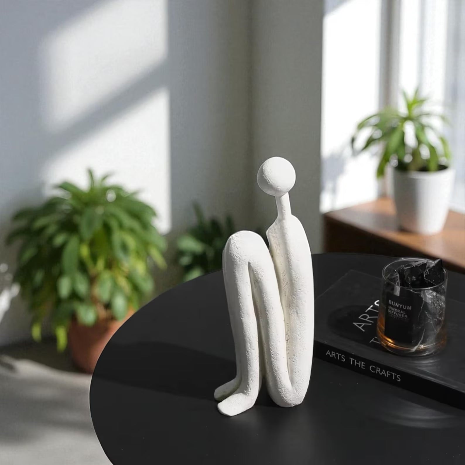 Minimalist Porcelain Back-to-Back Sculpture — Modern Home Décor