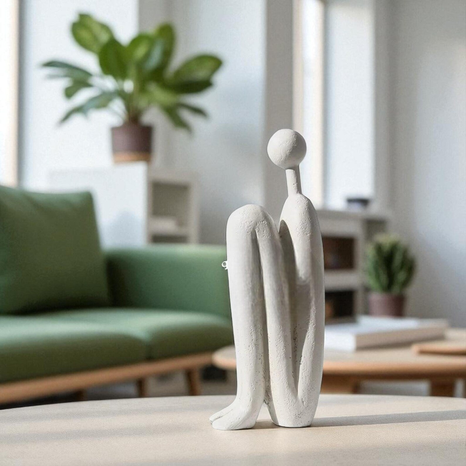 Minimalist Porcelain Back-to-Back Sculpture — Modern Home Décor
