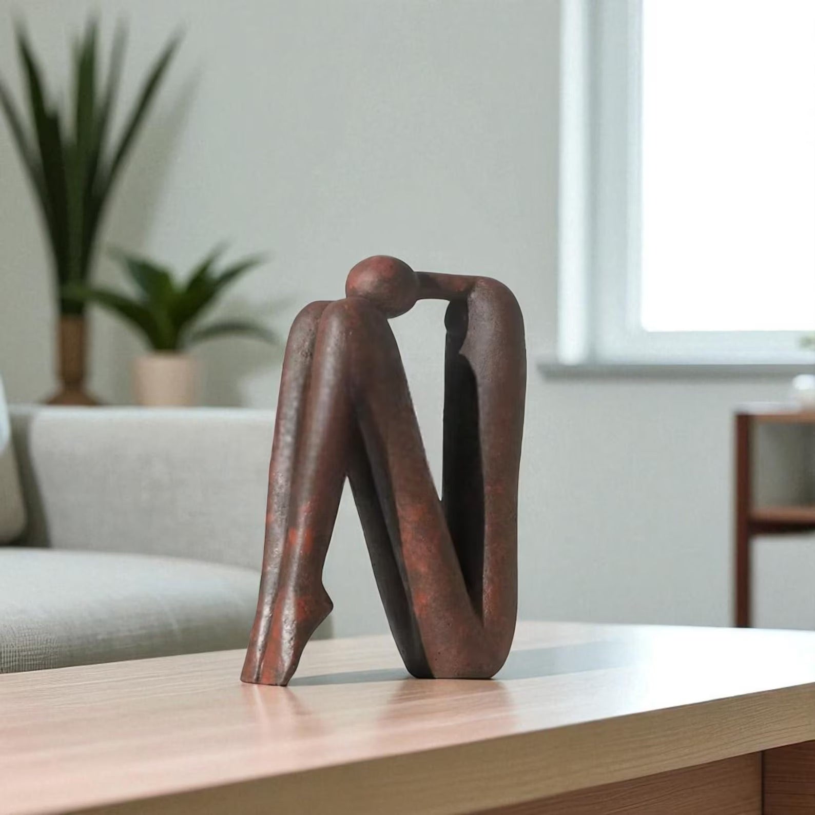 Minimalist Porcelain Back-to-Back Sculpture — Modern Home Décor