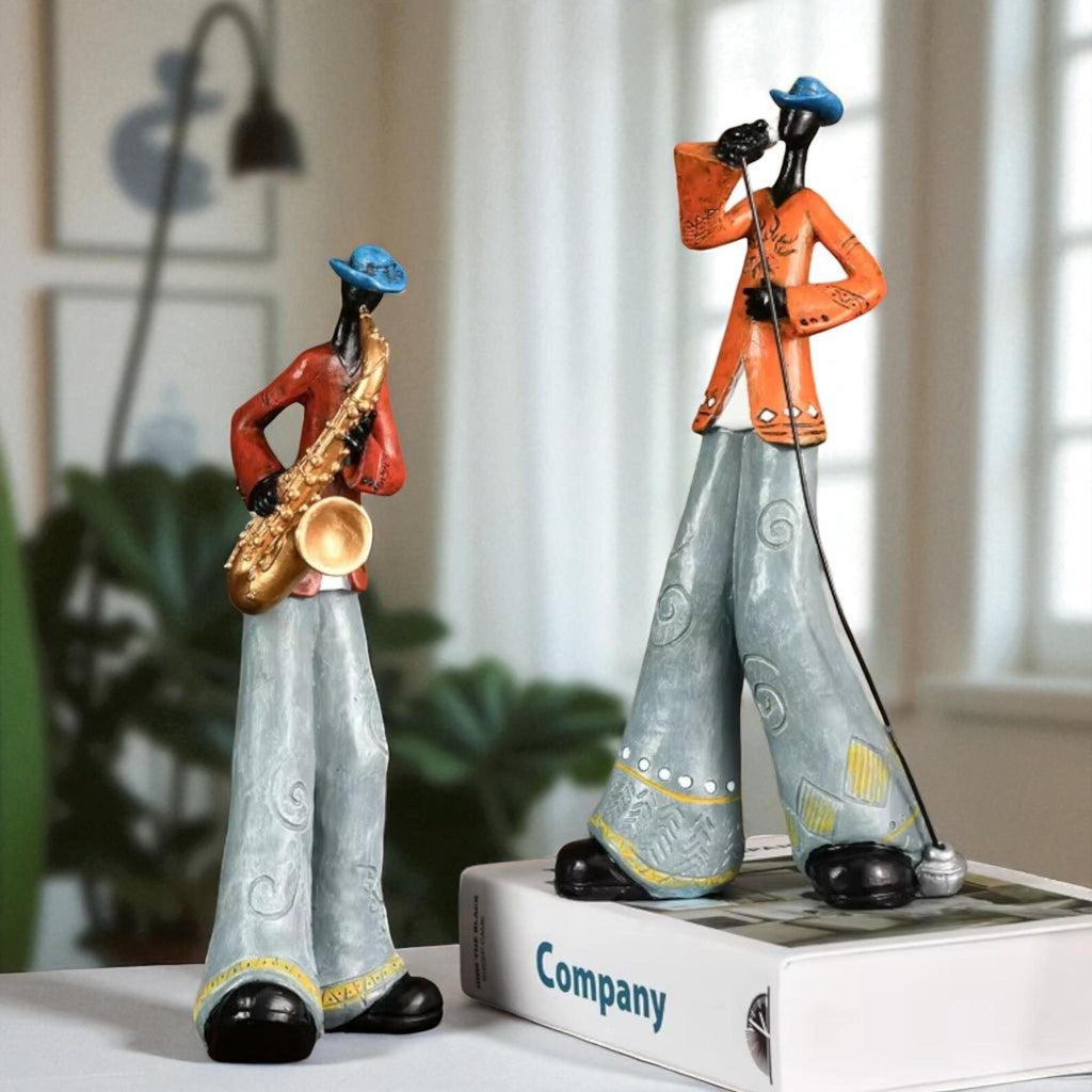 Abstract Resin Jazz Band Sculptures — Vibrant Musical Figurine Set