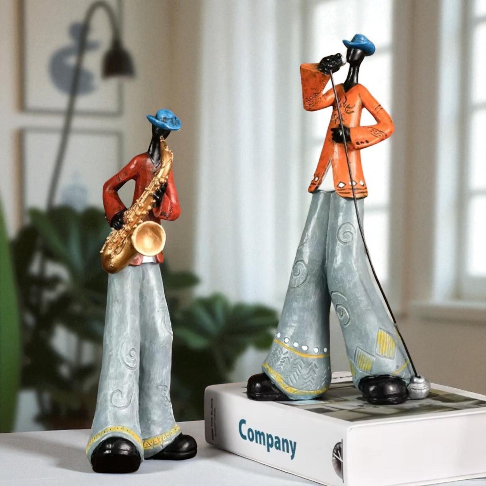 Abstract Resin Jazz Band Sculptures — Vibrant Musical Figurine Set