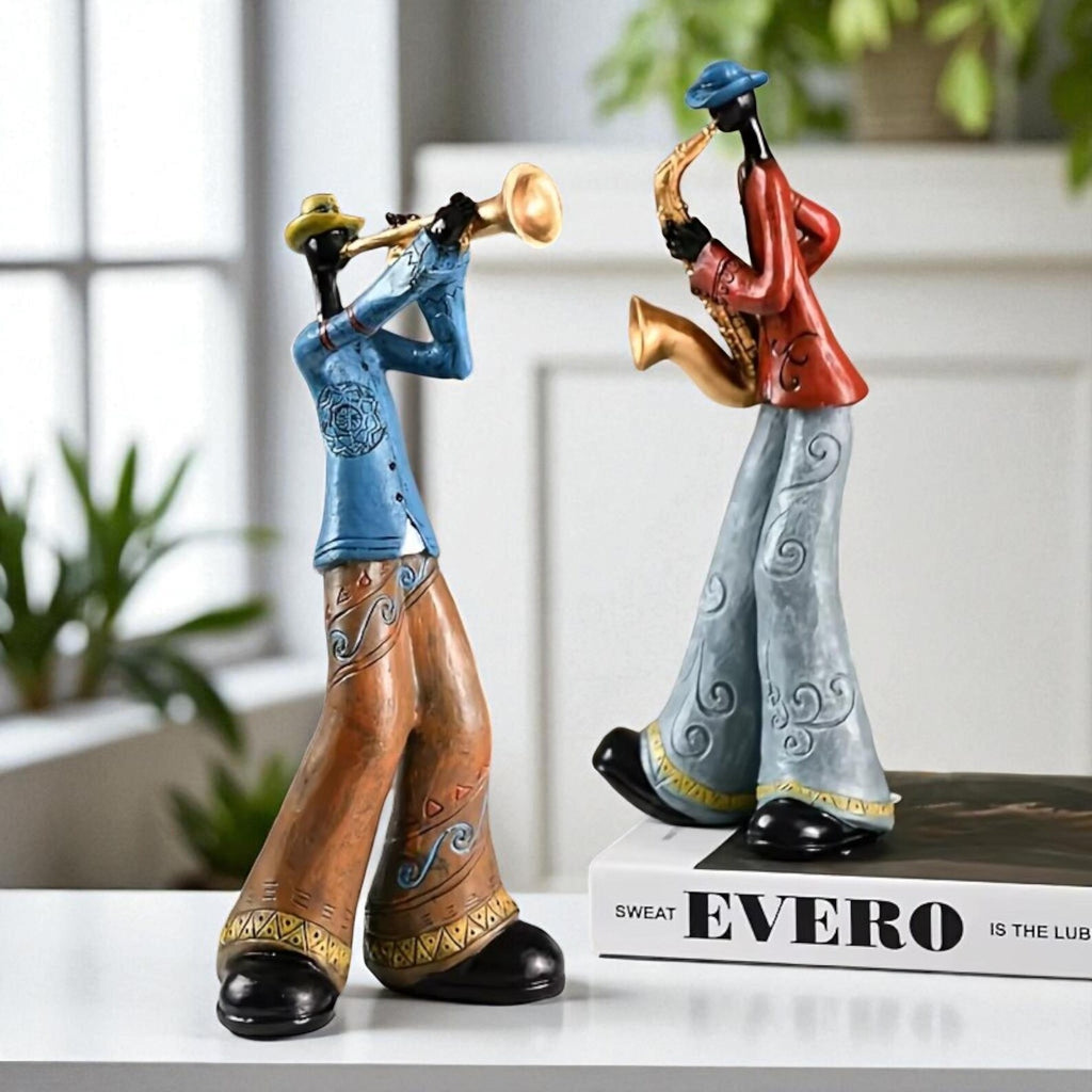 Abstract Resin Jazz Band Sculptures — Vibrant Musical Figurine Set