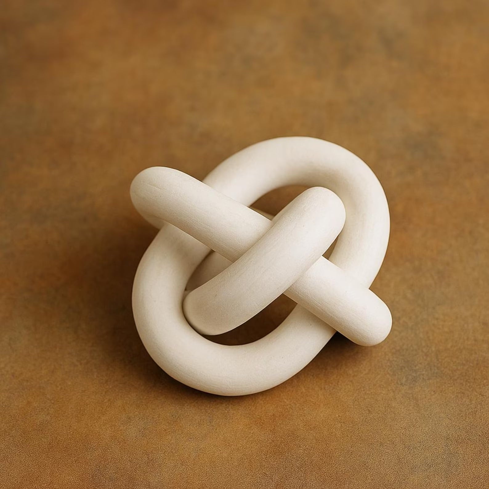 Minimalist walnut wood ring sculpture with triple circle design for modern home décor
