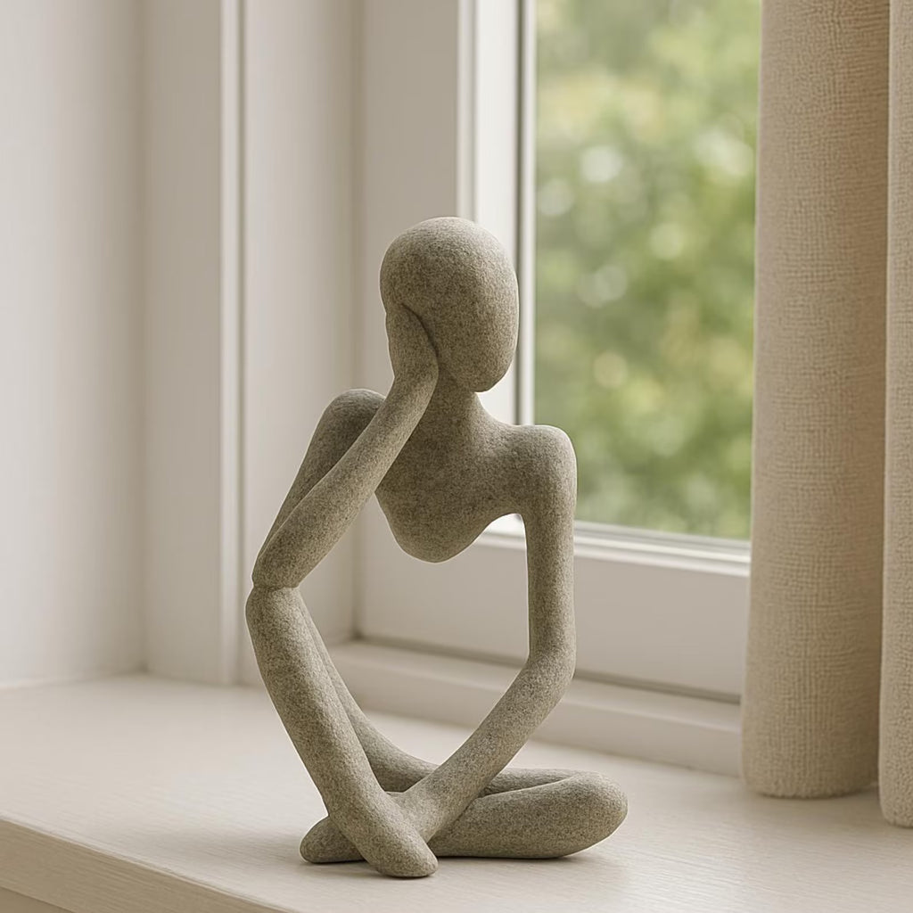 Minimalist abstract sandstone resin thinker sculpture for modern home décor
