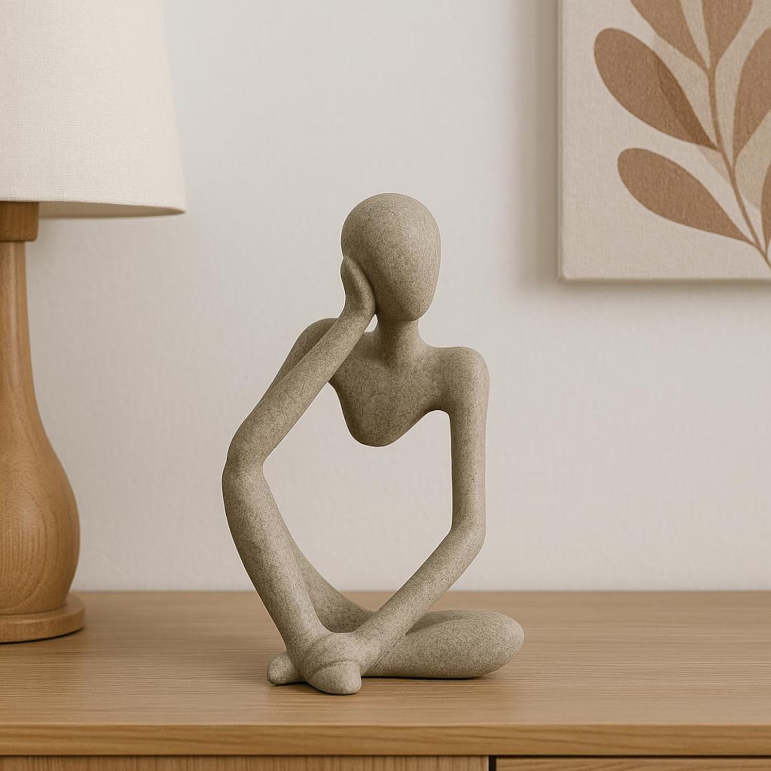 Minimalist abstract sandstone resin thinker sculpture for modern home décor

