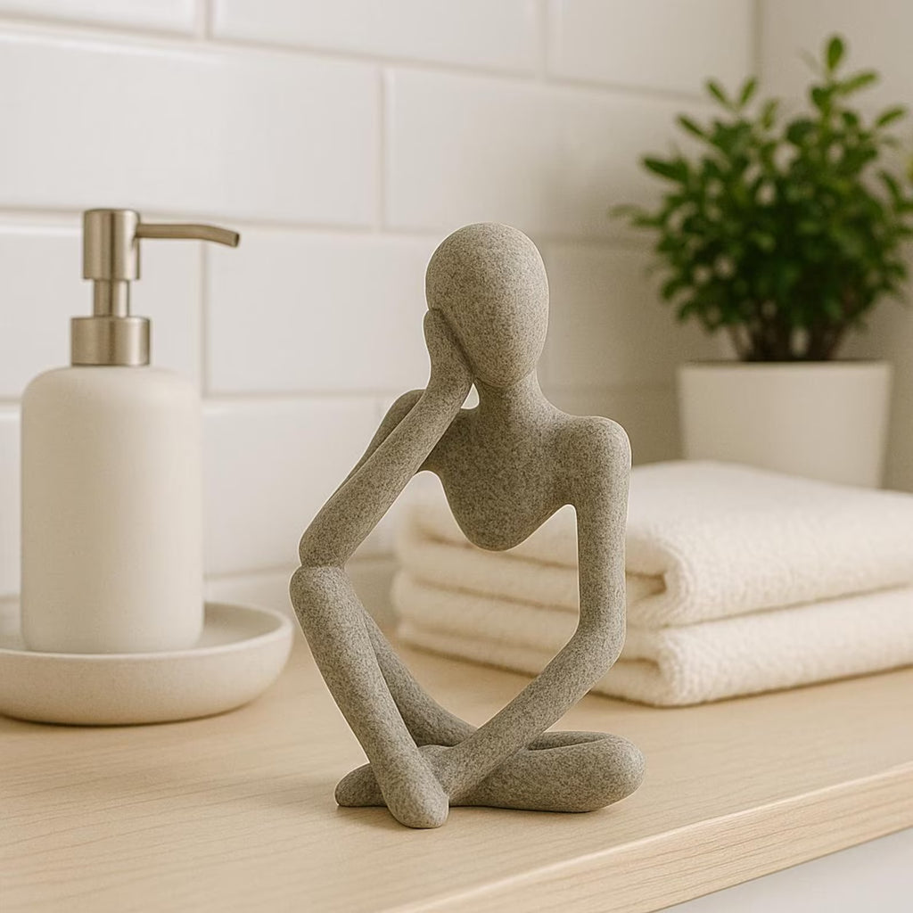 Minimalist abstract sandstone resin thinker sculpture for modern home décor
