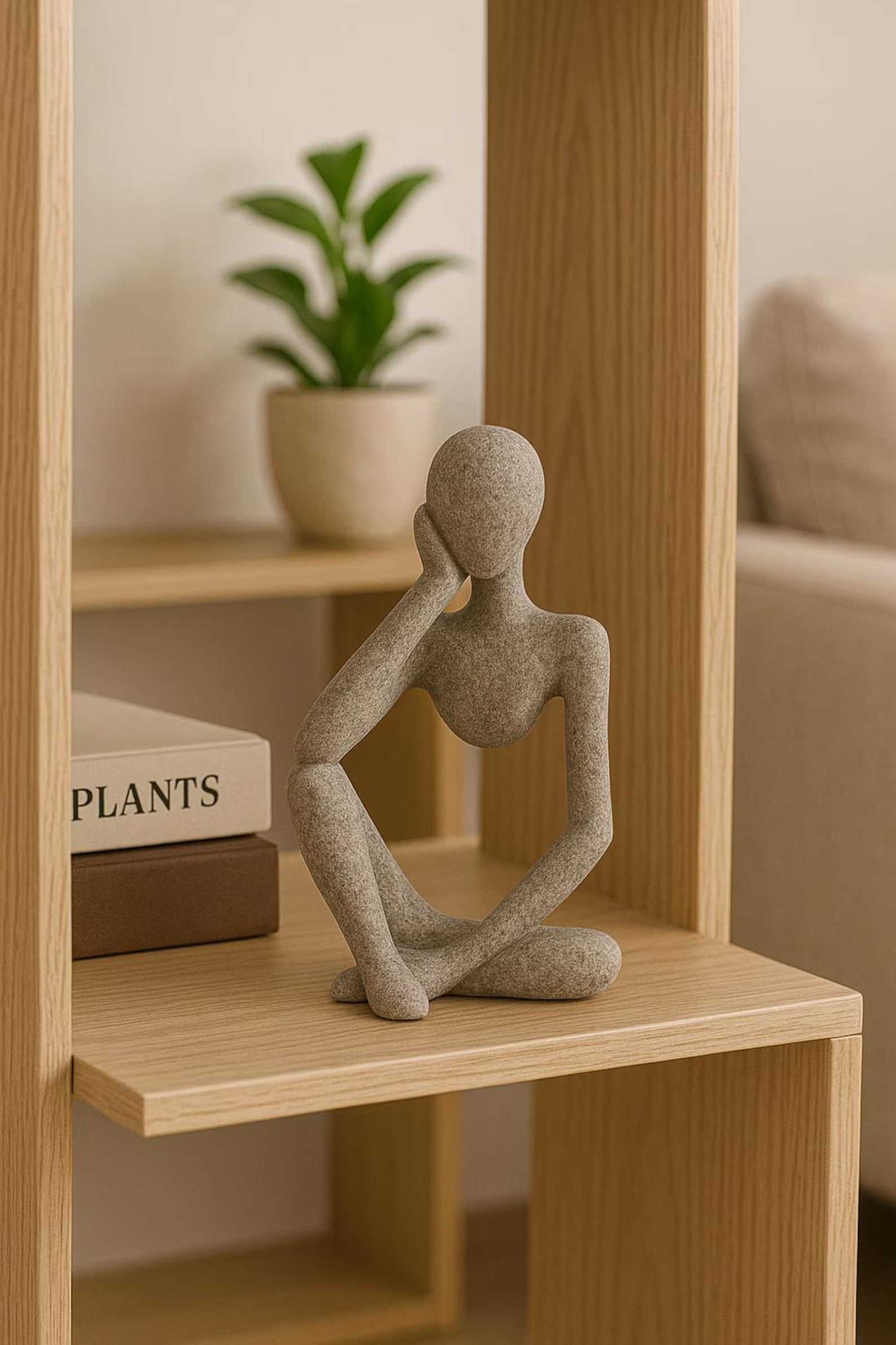 Minimalist abstract sandstone resin thinker sculpture for modern home décor
