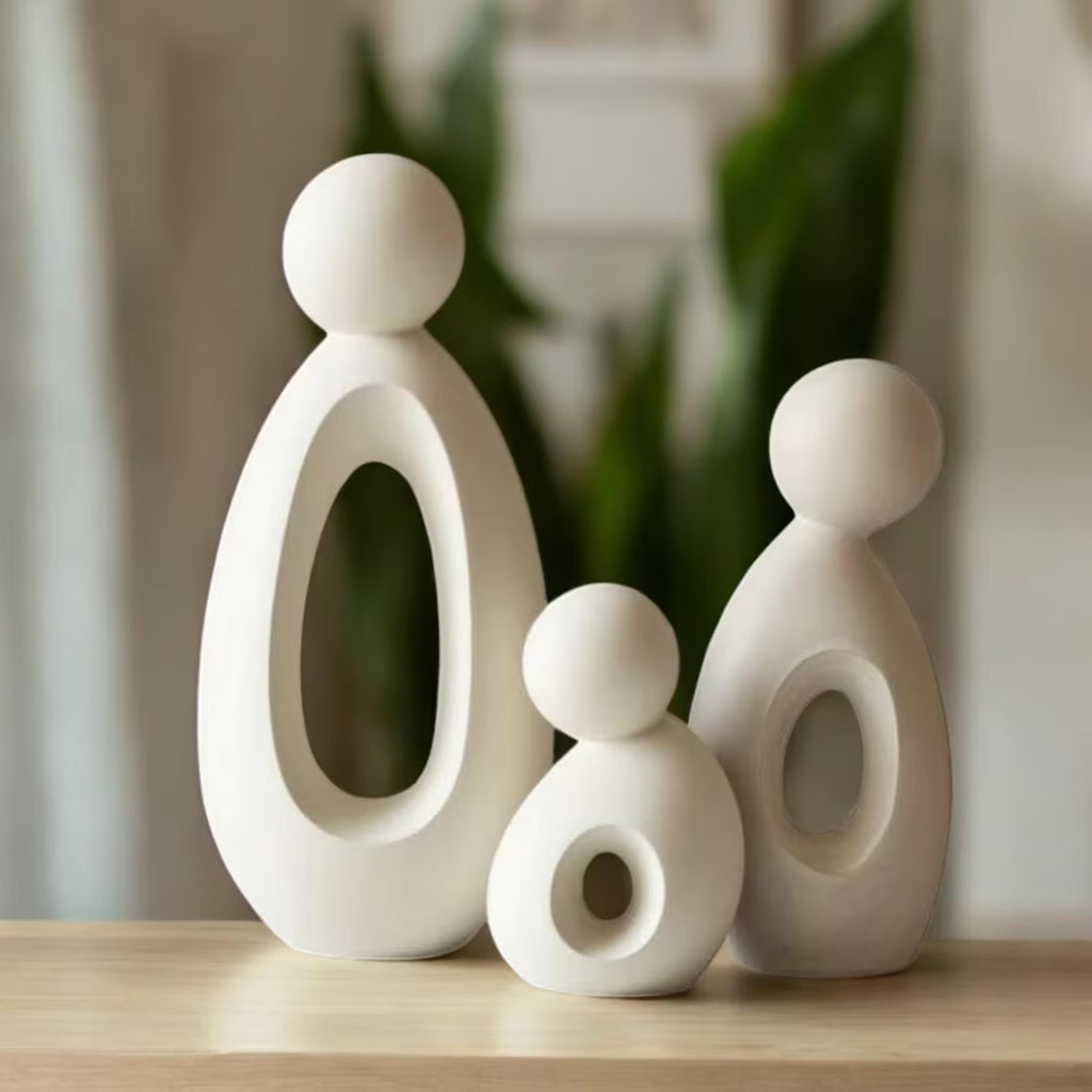Minimalist Family of Three Sculpture — Modern Resin Art Decor