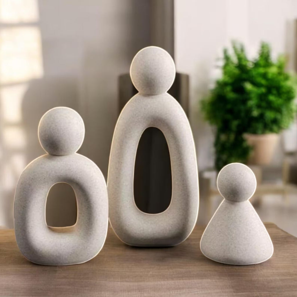 Minimalist Family of Three Sculpture — Modern Resin Art Decor
