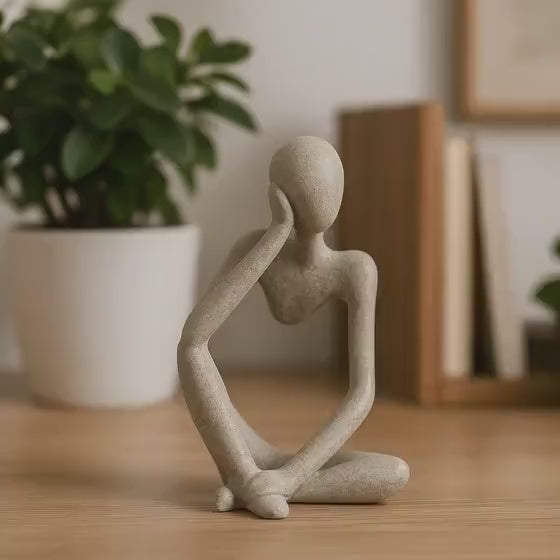 Minimalist abstract sandstone resin thinker sculpture for modern home décor
